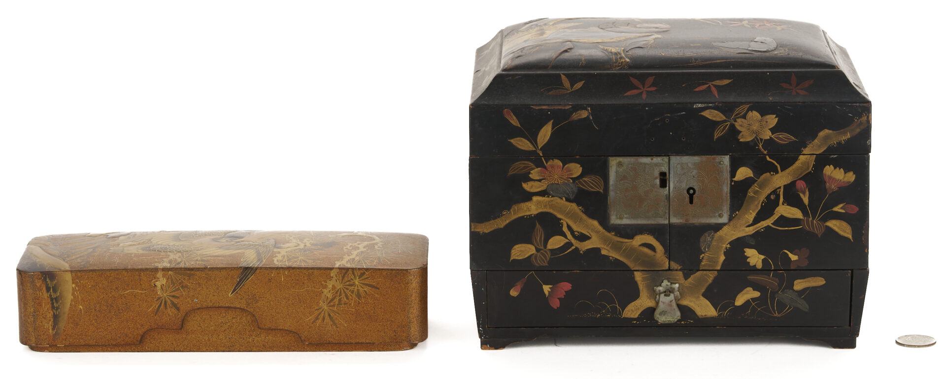 Lot 883: 2 Meiji Japanese Lacquer Boxes incl. Maki-e