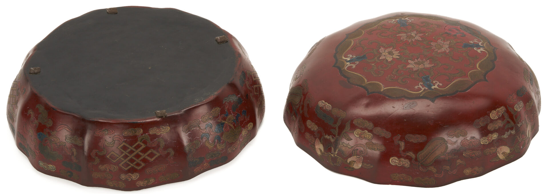 Lot 886: Pr. Chinese Famille Rose Wig Stands