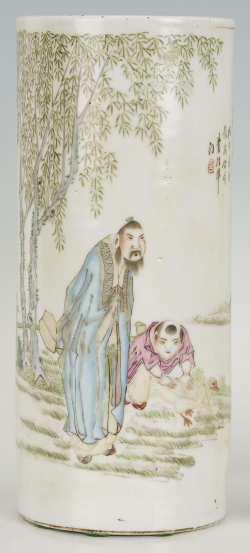Lot 886: Pr. Chinese Famille Rose Wig Stands