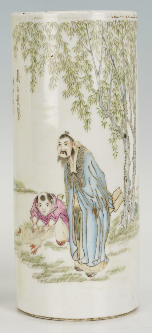 Lot 886: Pr. Chinese Famille Rose Wig Stands