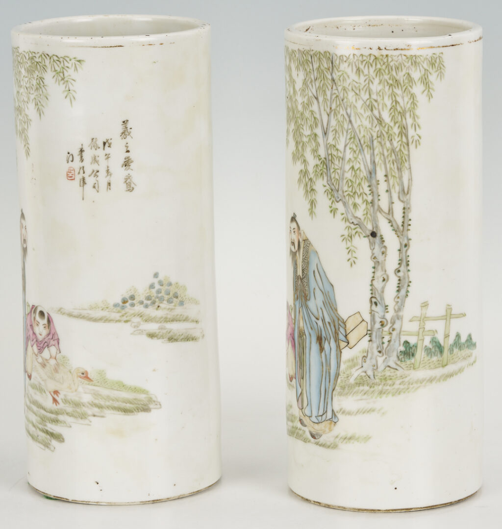 Lot 886: Pr. Chinese Famille Rose Wig Stands