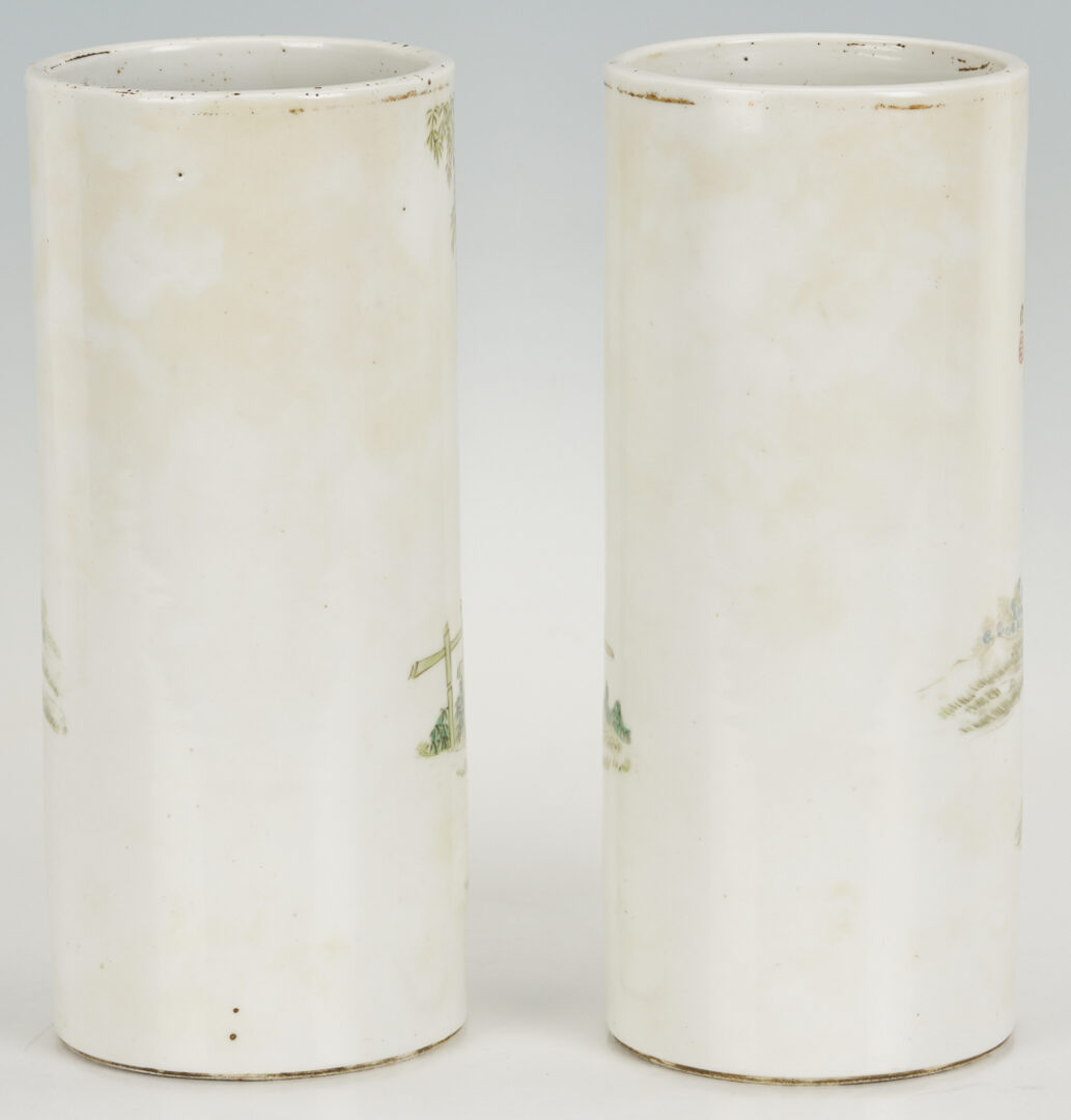 Lot 886: Pr. Chinese Famille Rose Wig Stands