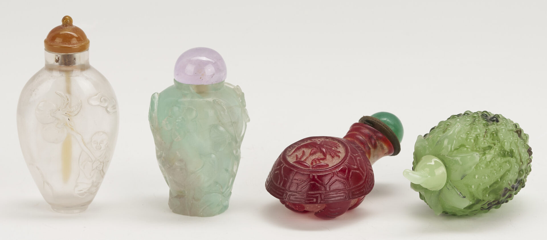 Lot 887: 9 Chinese Glass Snuff Bottles incl. Peking Double Gourd