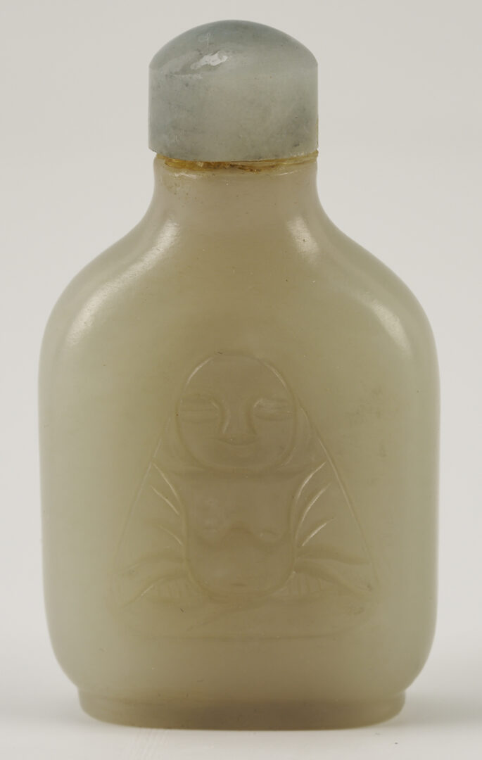 Lot 890: Chinese Miniature Jade Covered Urn & 2 Jade Snuff Bottles