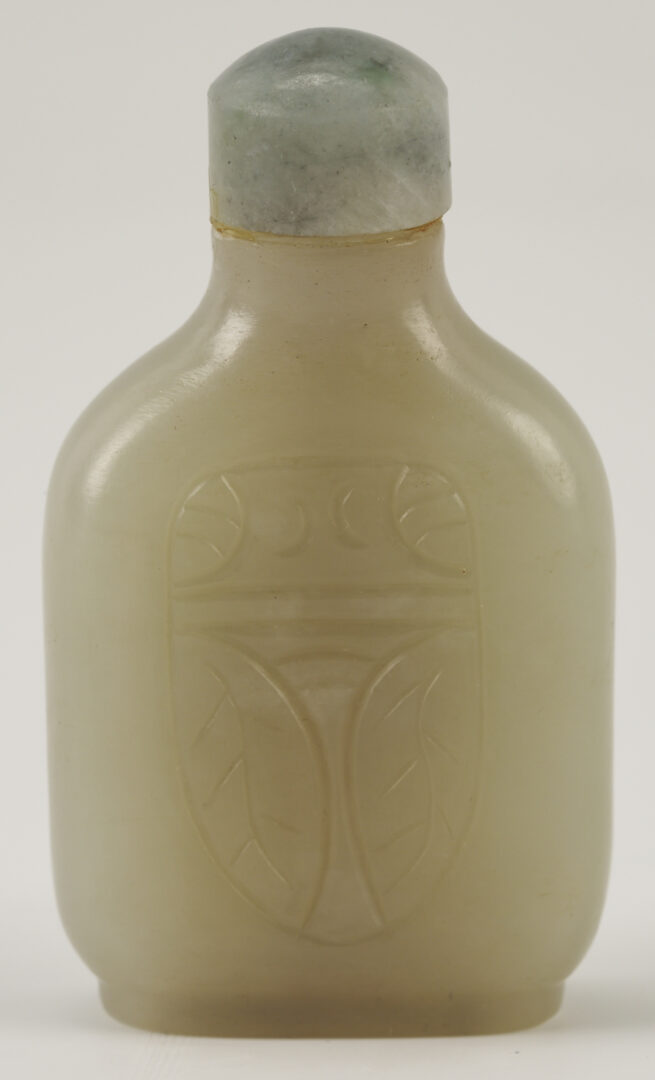 Lot 890: Chinese Miniature Jade Covered Urn & 2 Jade Snuff Bottles
