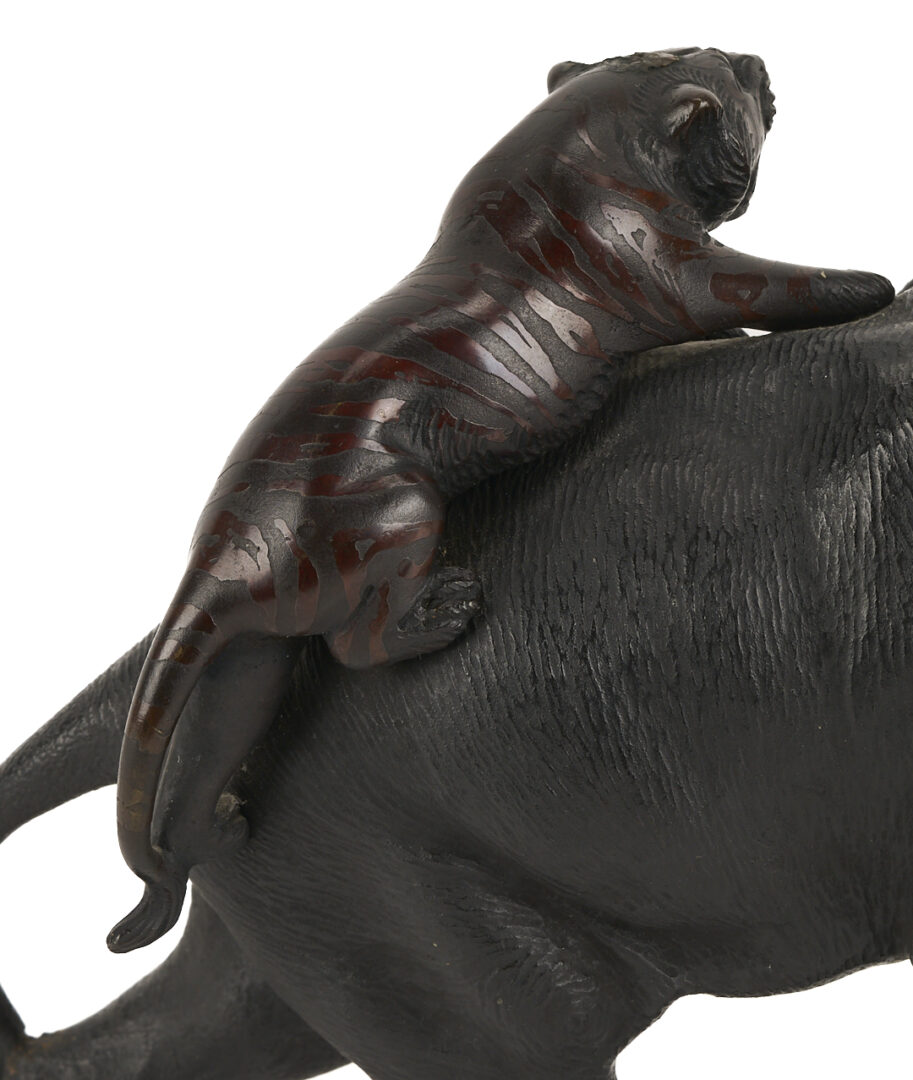 Lot 891: Japanese Meiji Bronze Elephant Okimono