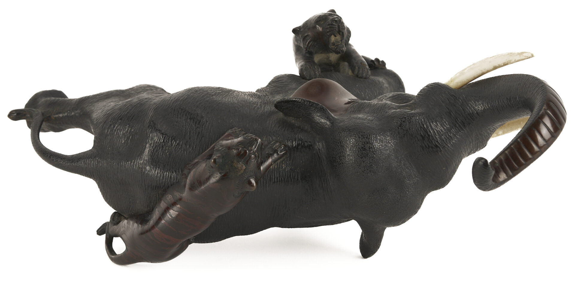Lot 891: Japanese Meiji Bronze Elephant Okimono