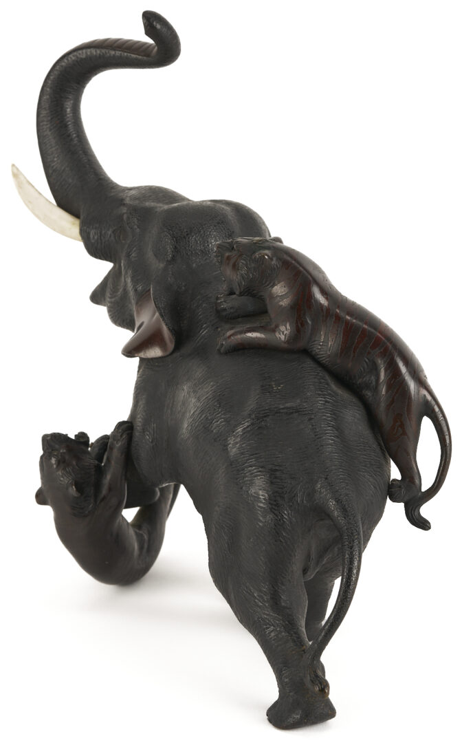 Lot 891: Japanese Meiji Bronze Elephant Okimono