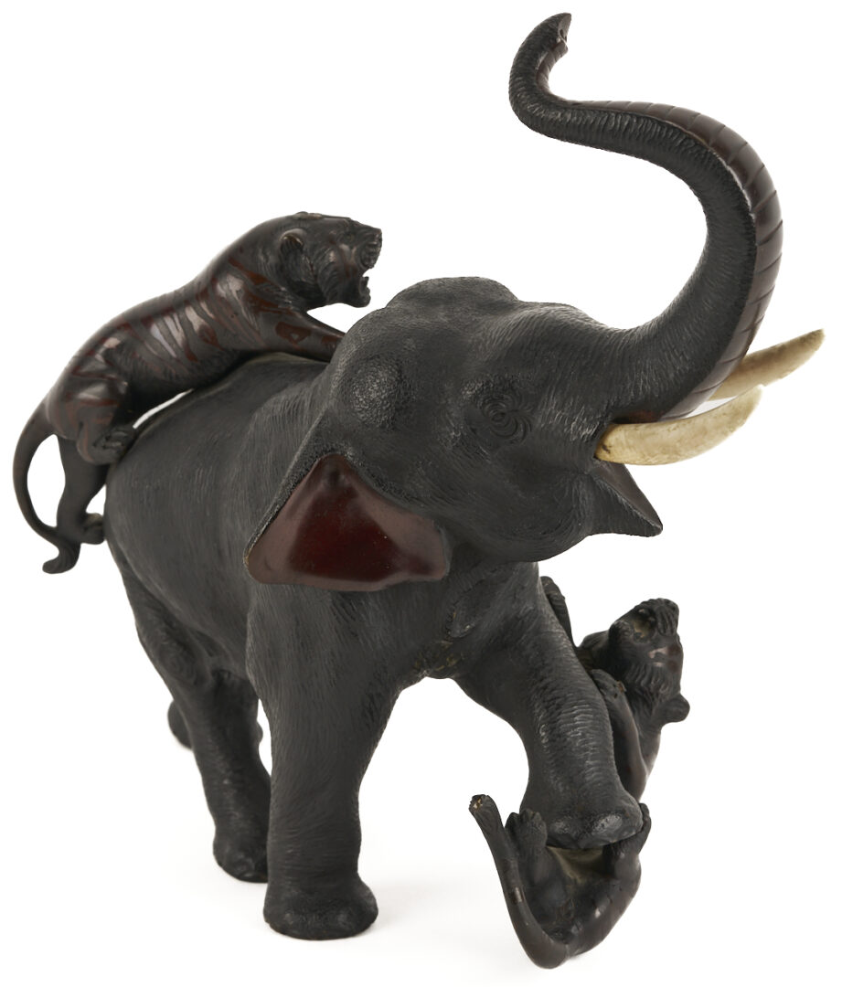 Lot 891: Japanese Meiji Bronze Elephant Okimono