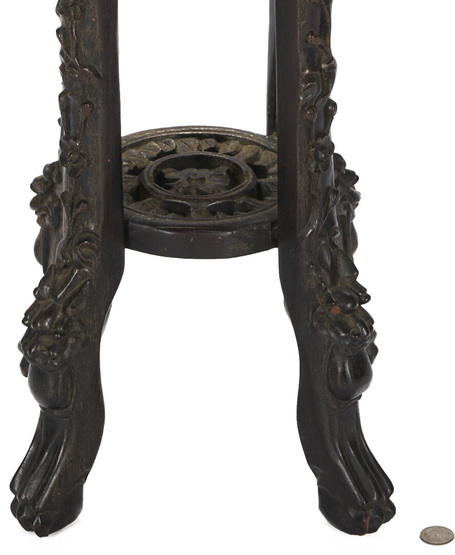 Lot 895: Chinese Carved Stand or Pedestal w/ Inset Marble Top