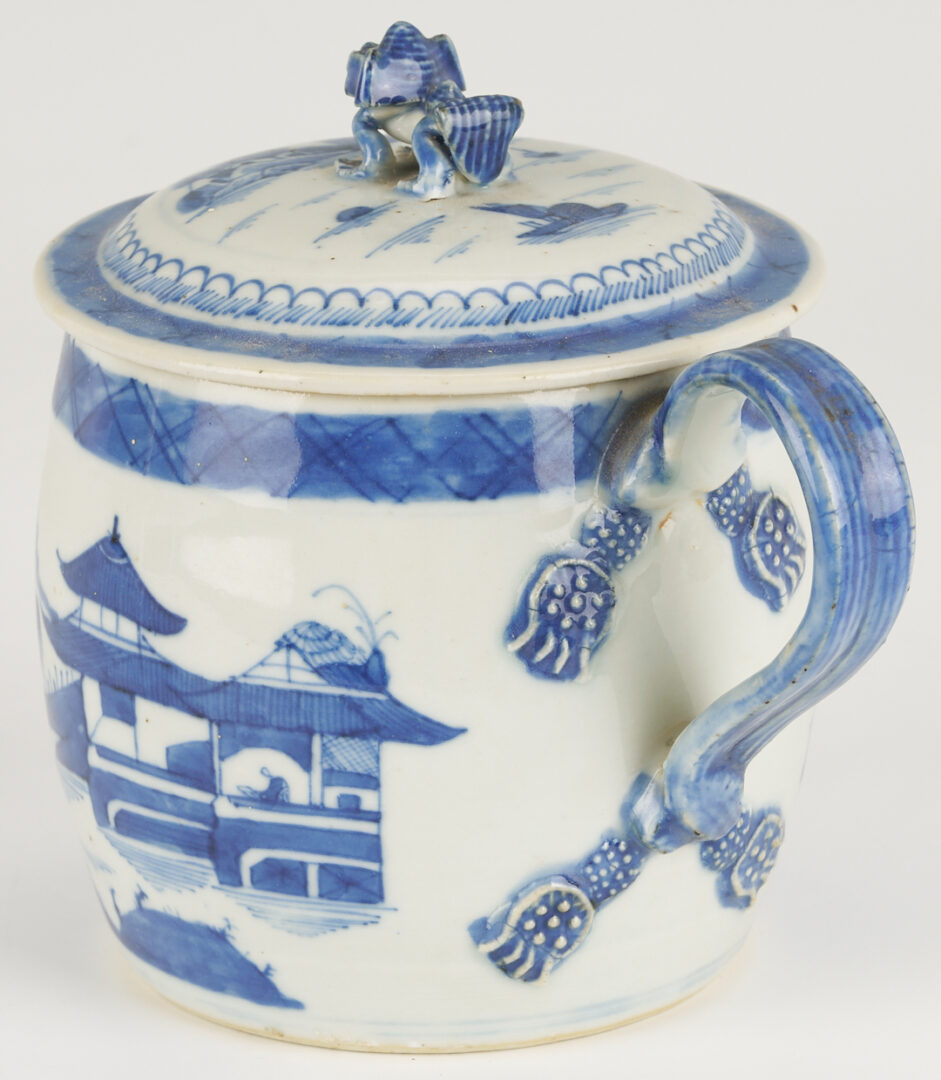 Lot 898: 3 Chinese Canton Porcelain Pcs.: Cider Jug, Tazza, Small Tray