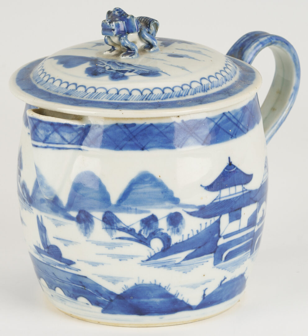 Lot 898: 3 Chinese Canton Porcelain Pcs.: Cider Jug, Tazza, Small Tray