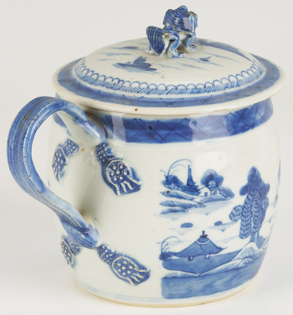 Lot 898: 3 Chinese Canton Porcelain Pcs.: Cider Jug, Tazza, Small Tray