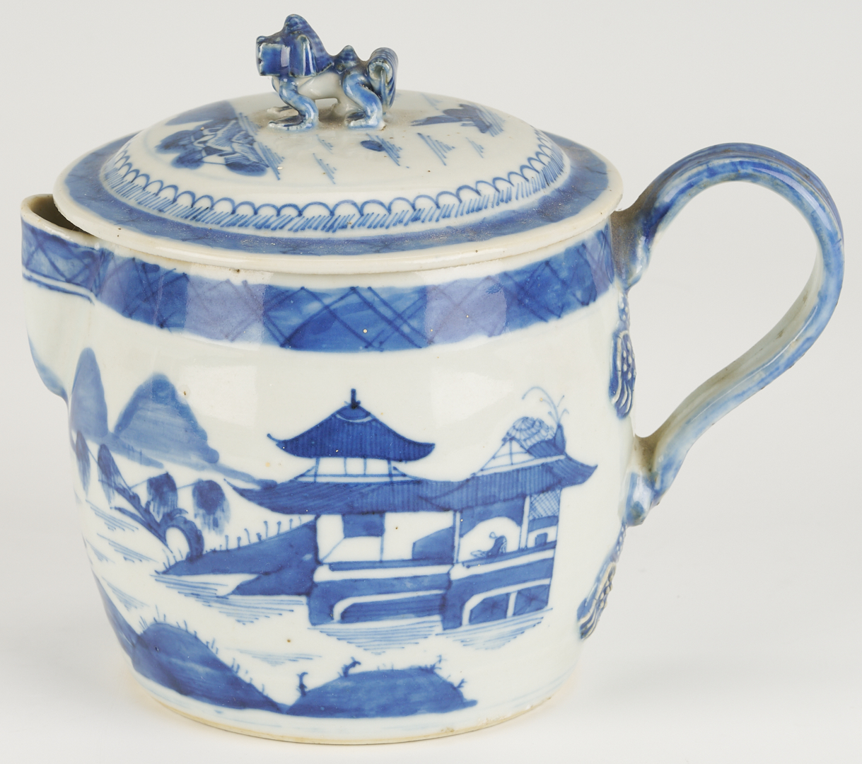 Lot 898: 3 Chinese Canton Porcelain Pcs.: Cider Jug, Tazza, Small Tray