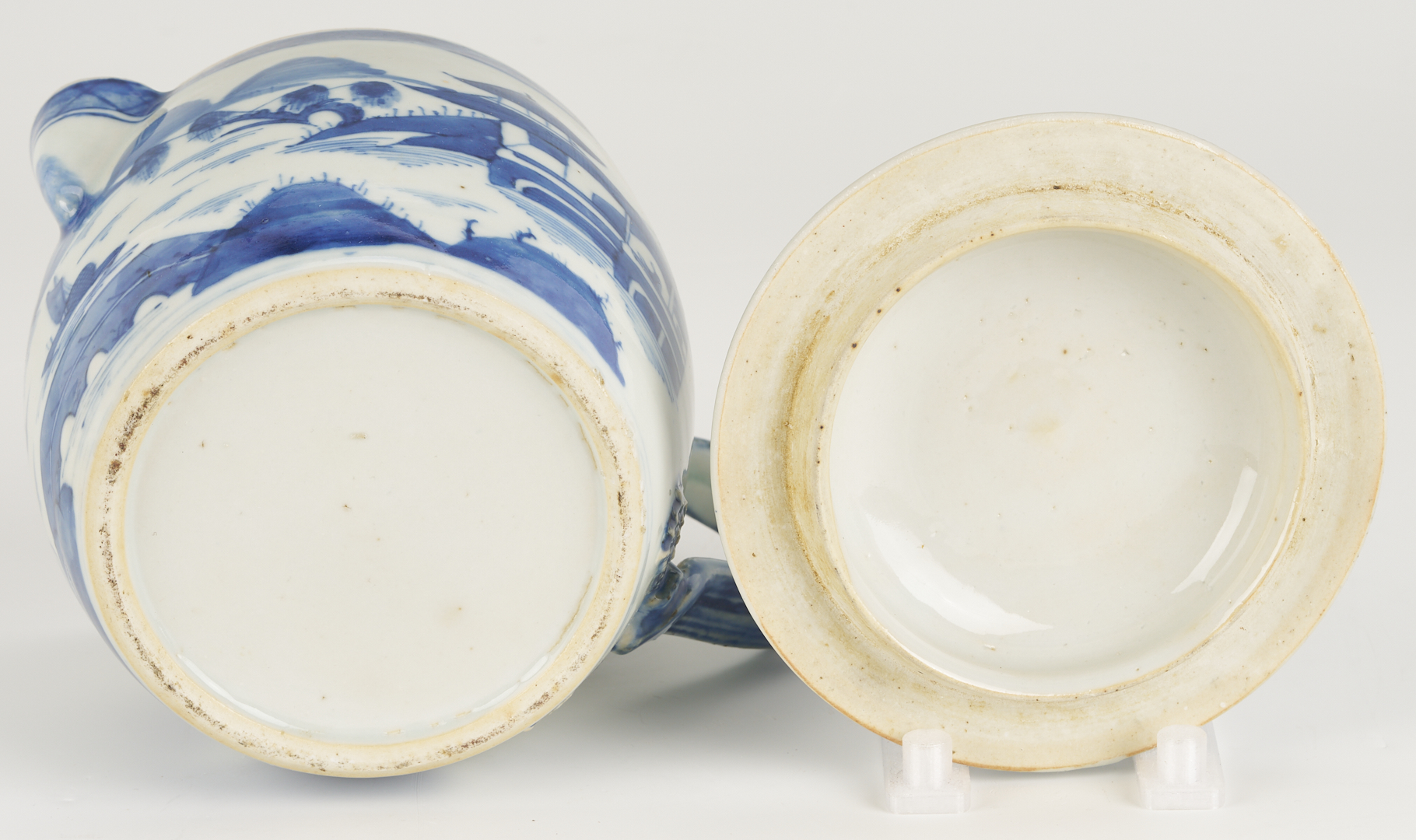 Lot 898: 3 Chinese Canton Porcelain Pcs.: Cider Jug, Tazza, Small Tray