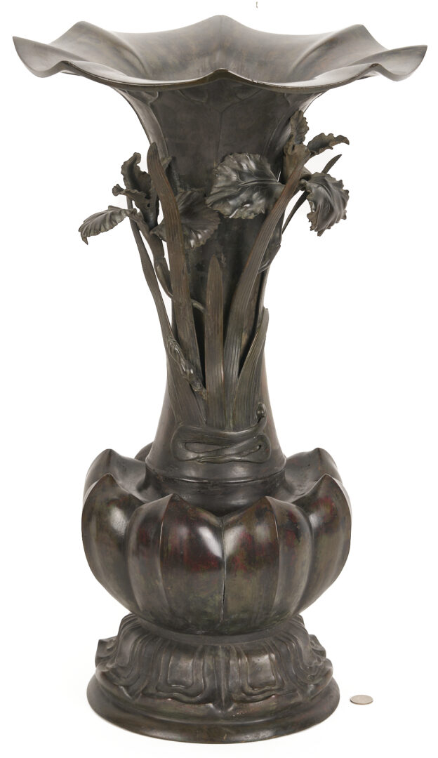 Lot 8: Japanese Meiji Bronze Iris Vase