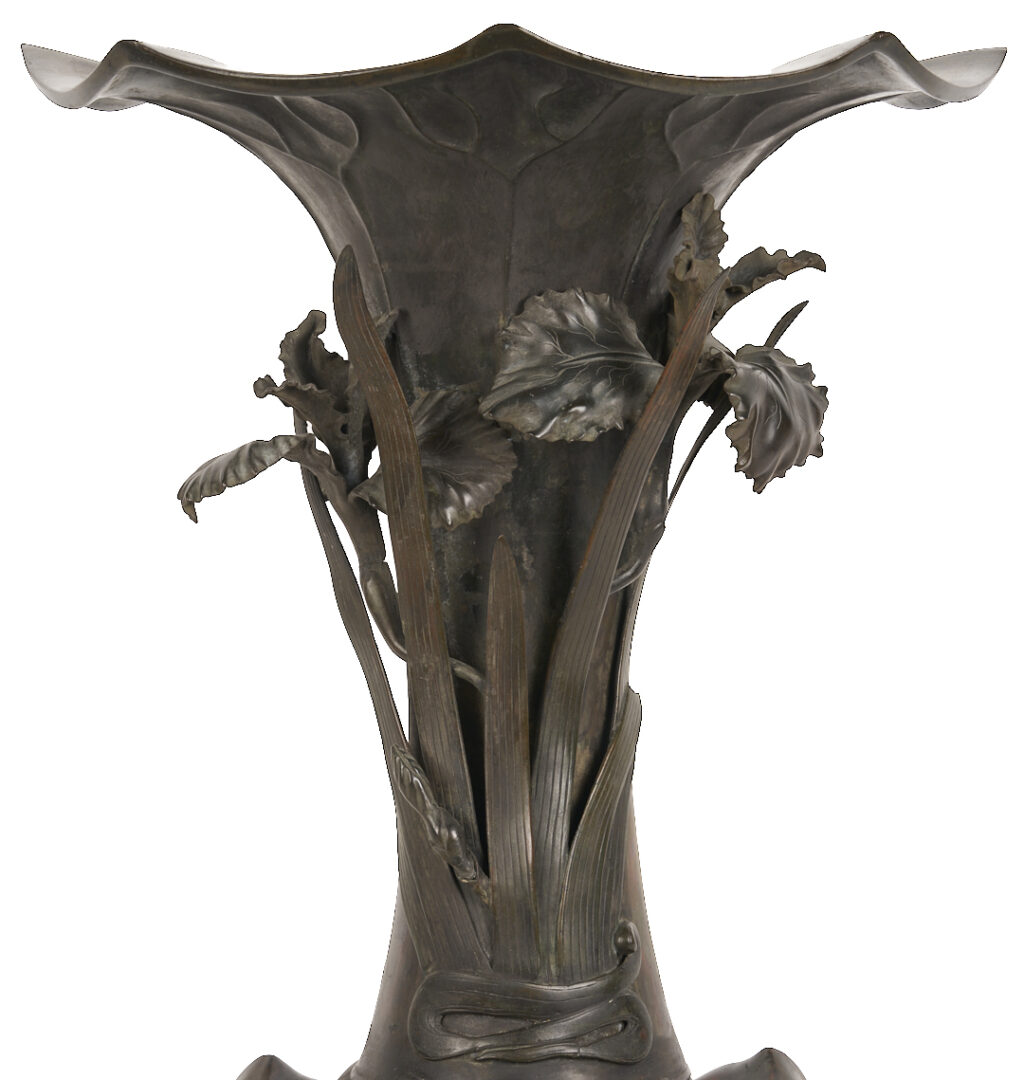 Lot 8: Japanese Meiji Bronze Iris Vase