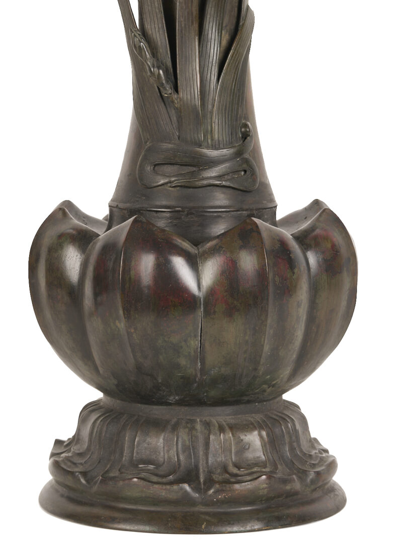 Lot 8: Japanese Meiji Bronze Iris Vase