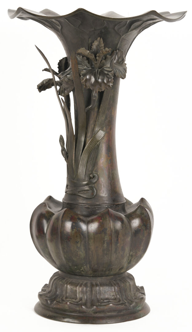 Lot 8: Japanese Meiji Bronze Iris Vase