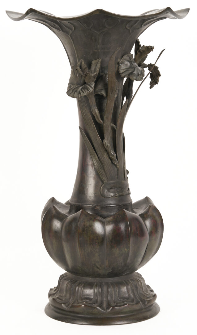 Lot 8: Japanese Meiji Bronze Iris Vase