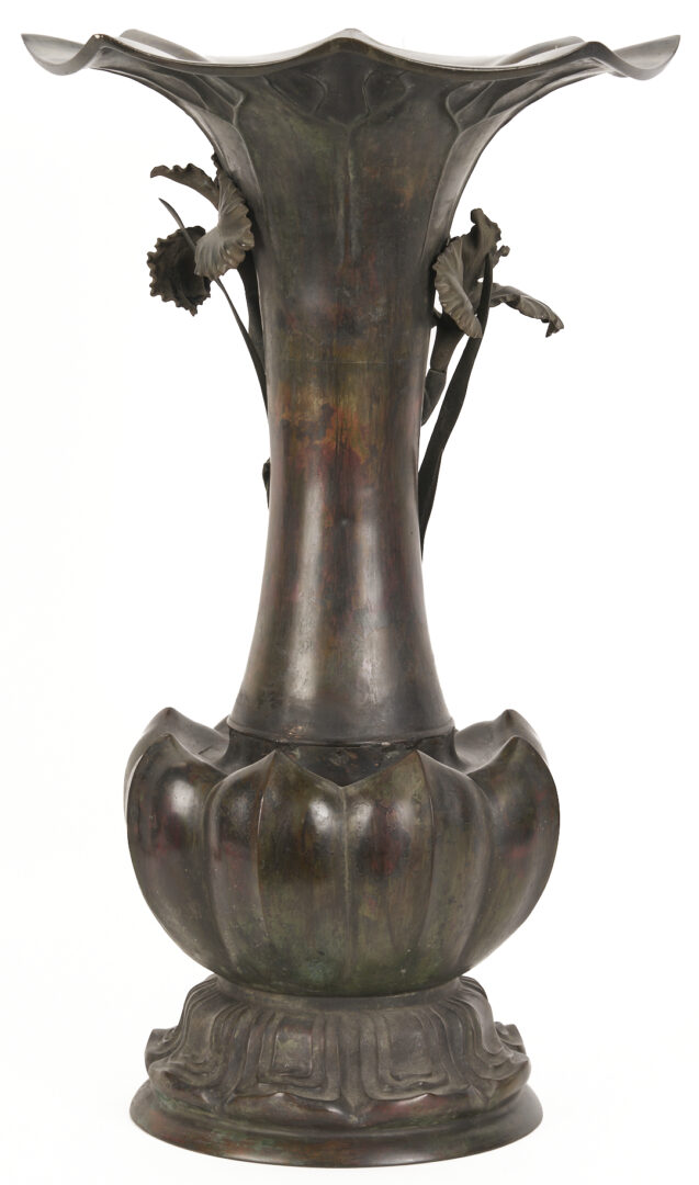 Lot 8: Japanese Meiji Bronze Iris Vase