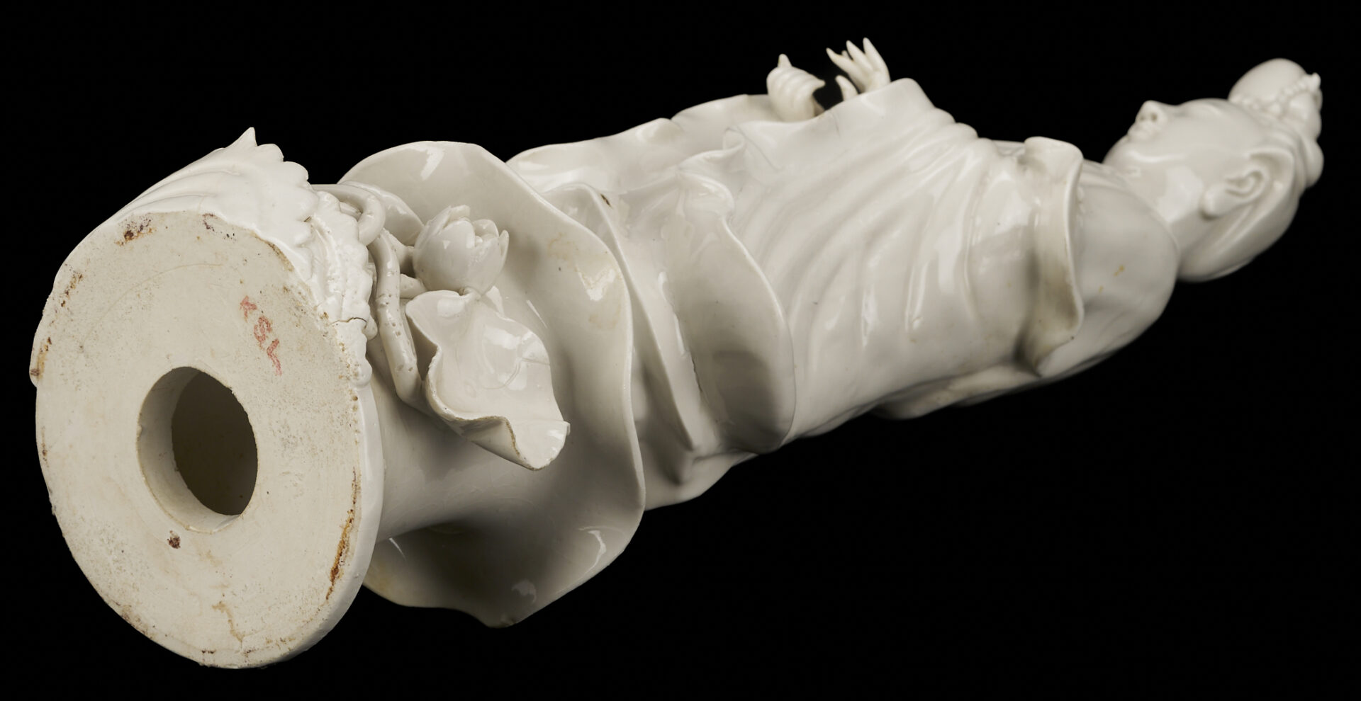 Lot 901: Pr. Chinese Famille Verte Lamps & Blanc de Chine Guanyin