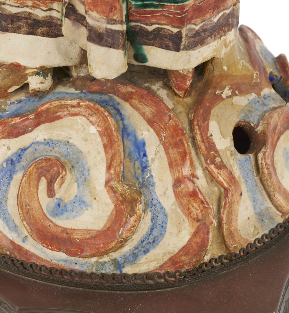 Lot 902: Pair Chinese Figural Roof Tile Lamps