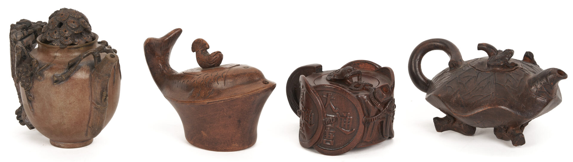 Lot 904: 4 Chinese Yixing Teapots, Signed