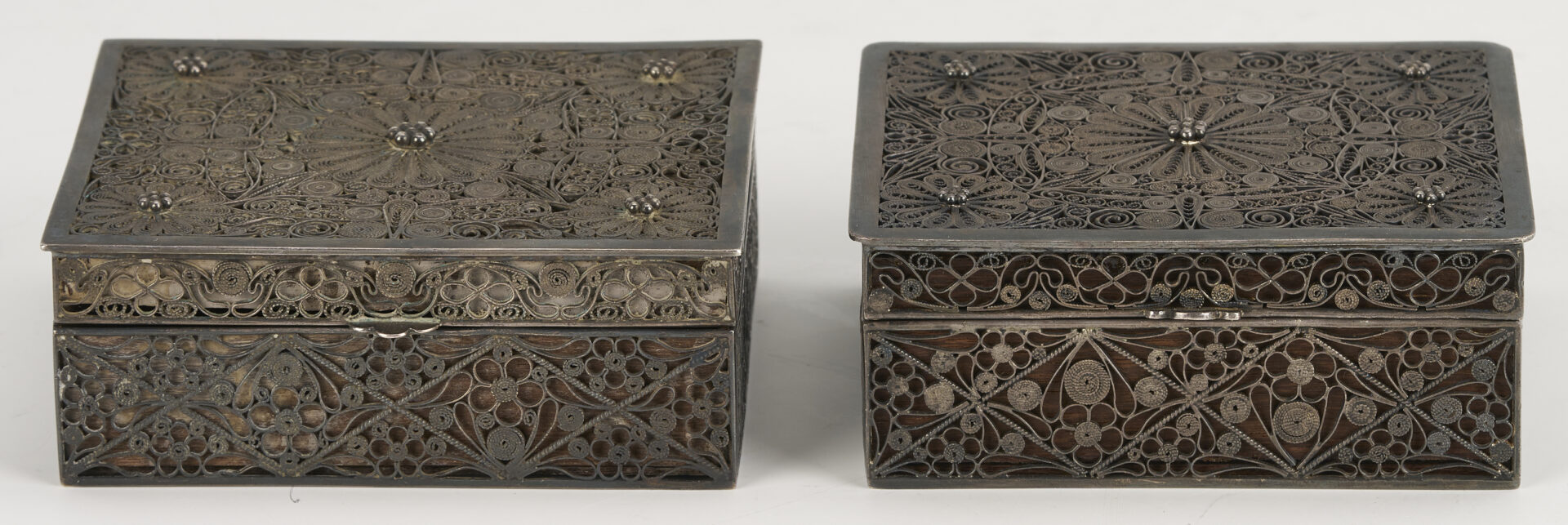 Lot 906: Chinese Silver Horse & 2 Silver Filigree Boxes