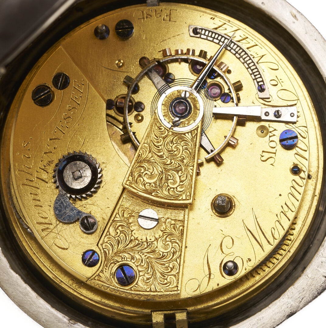 Lot 90: Coin Silver Pocket Watch, Signed Merriman Memphis TN