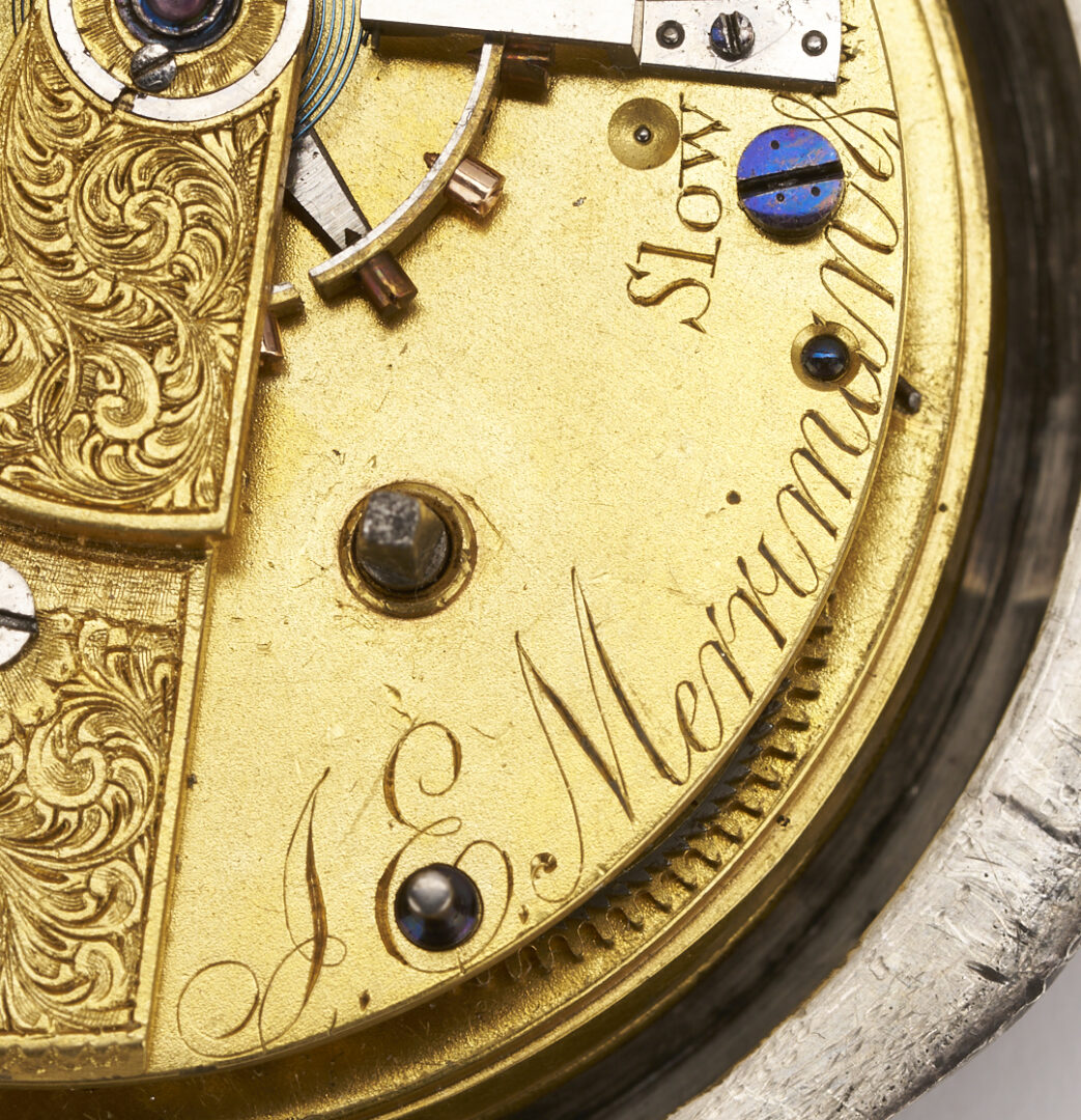 Lot 90: Coin Silver Pocket Watch, Signed Merriman Memphis TN
