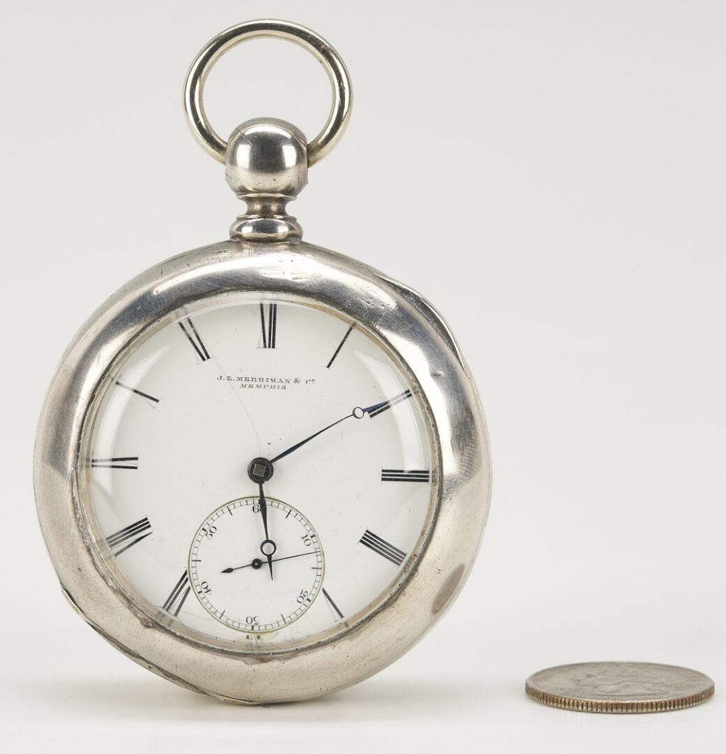 Lot 90: Coin Silver Pocket Watch, Signed Merriman Memphis TN