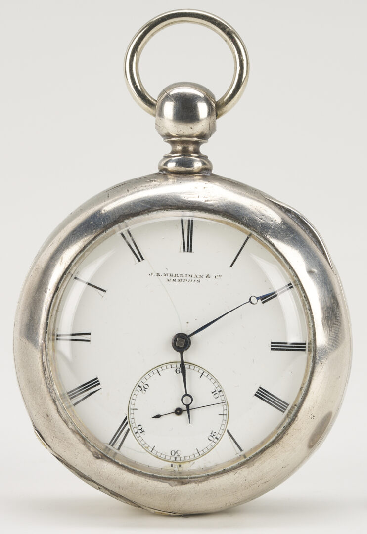 Lot 90: Coin Silver Pocket Watch, Signed Merriman Memphis TN