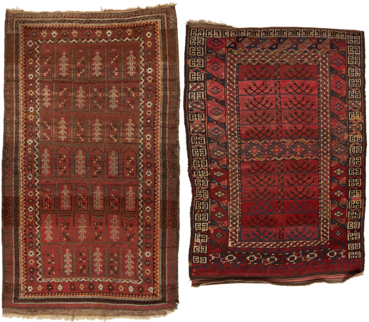 Lot 918: 2 Antique Tribal Rugs: Baluch & Ersari Turkmen Ensi