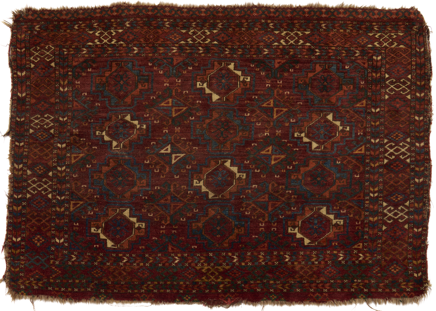 Lot 921: 3 Antique Turkman Weavings: Ersari Ensi, Chuval, & Torba