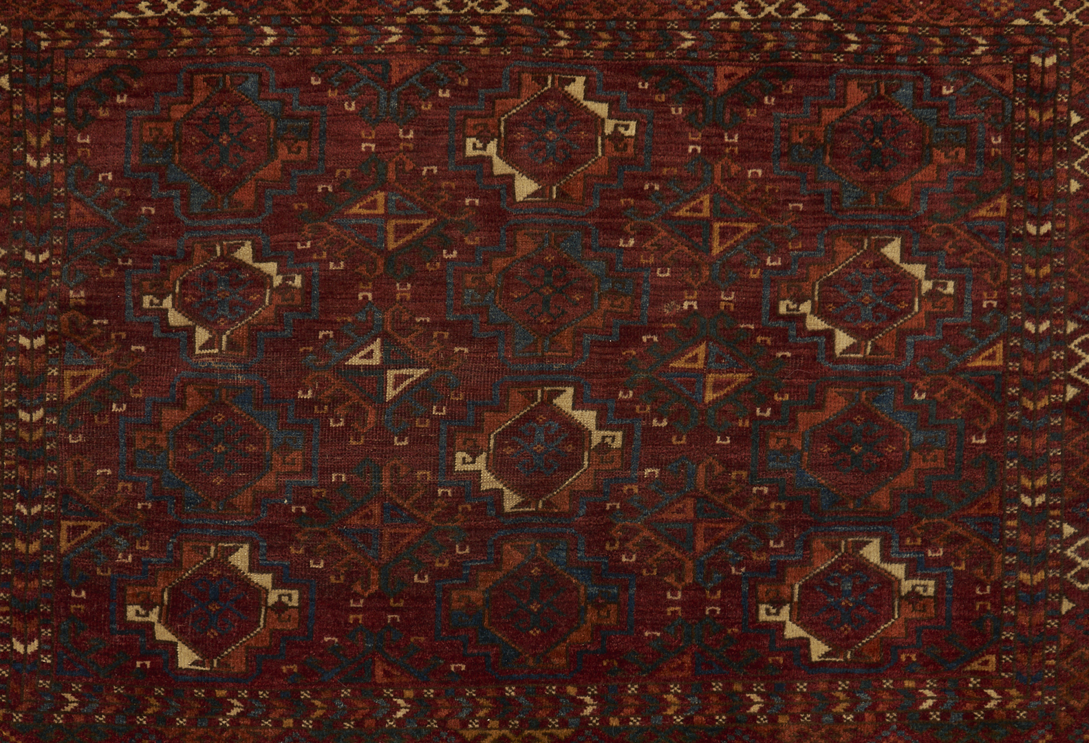 Lot 921: 3 Antique Turkman Weavings: Ersari Ensi, Chuval, & Torba