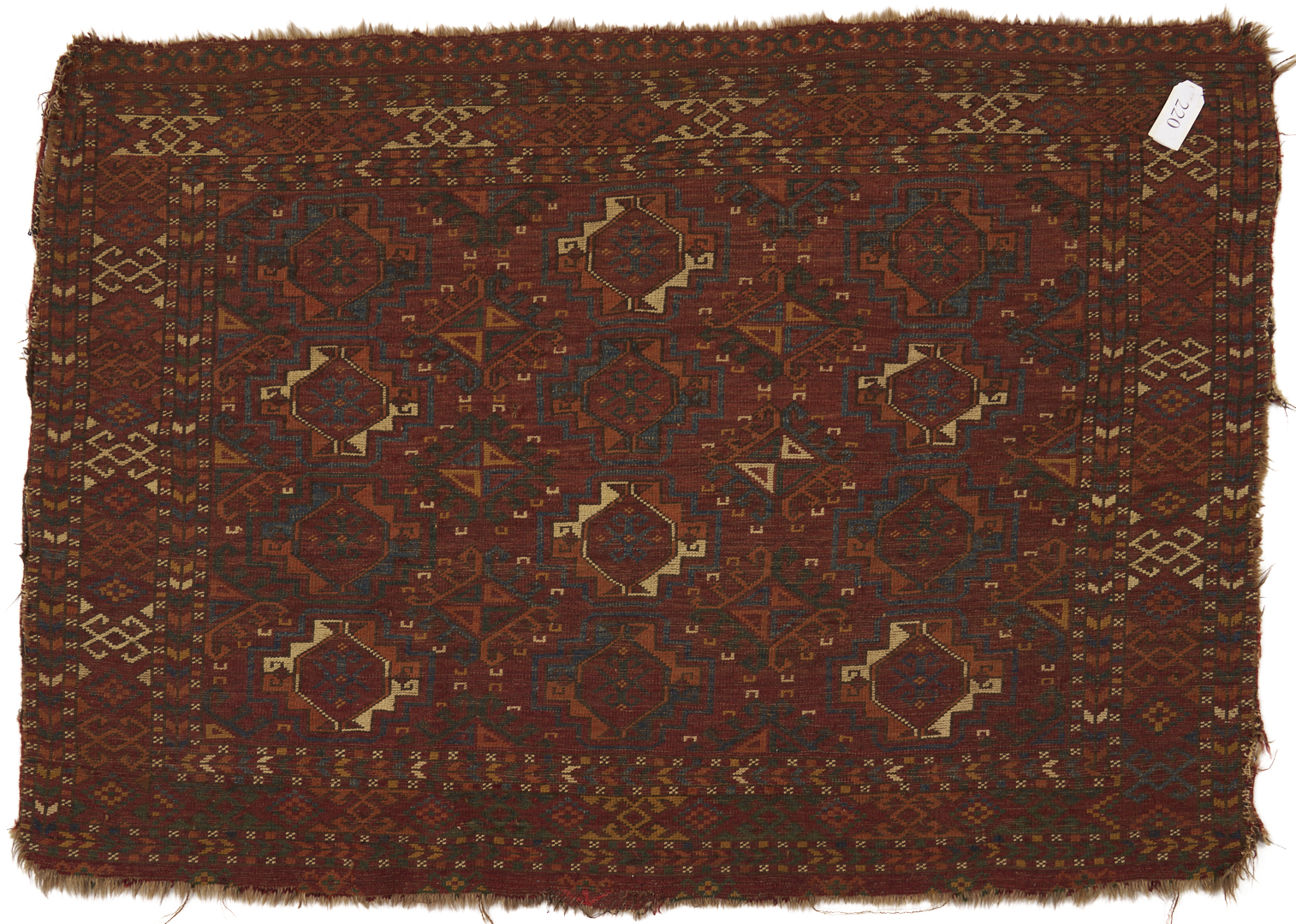 Lot 921: 3 Antique Turkman Weavings: Ersari Ensi, Chuval, & Torba