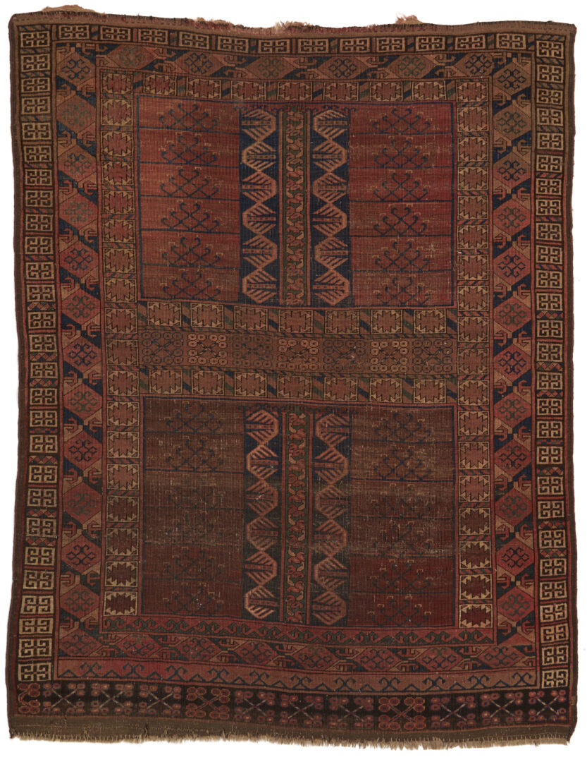 Lot 921: 3 Antique Turkman Weavings: Ersari Ensi, Chuval, & Torba