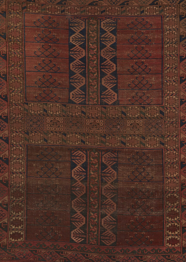 Lot 921: 3 Antique Turkman Weavings: Ersari Ensi, Chuval, & Torba