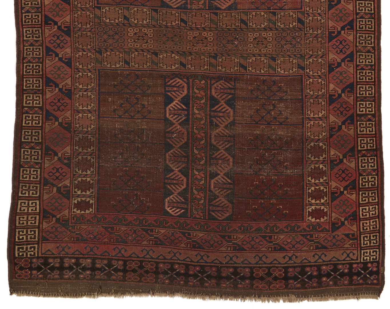 Lot 921: 3 Antique Turkman Weavings: Ersari Ensi, Chuval, & Torba