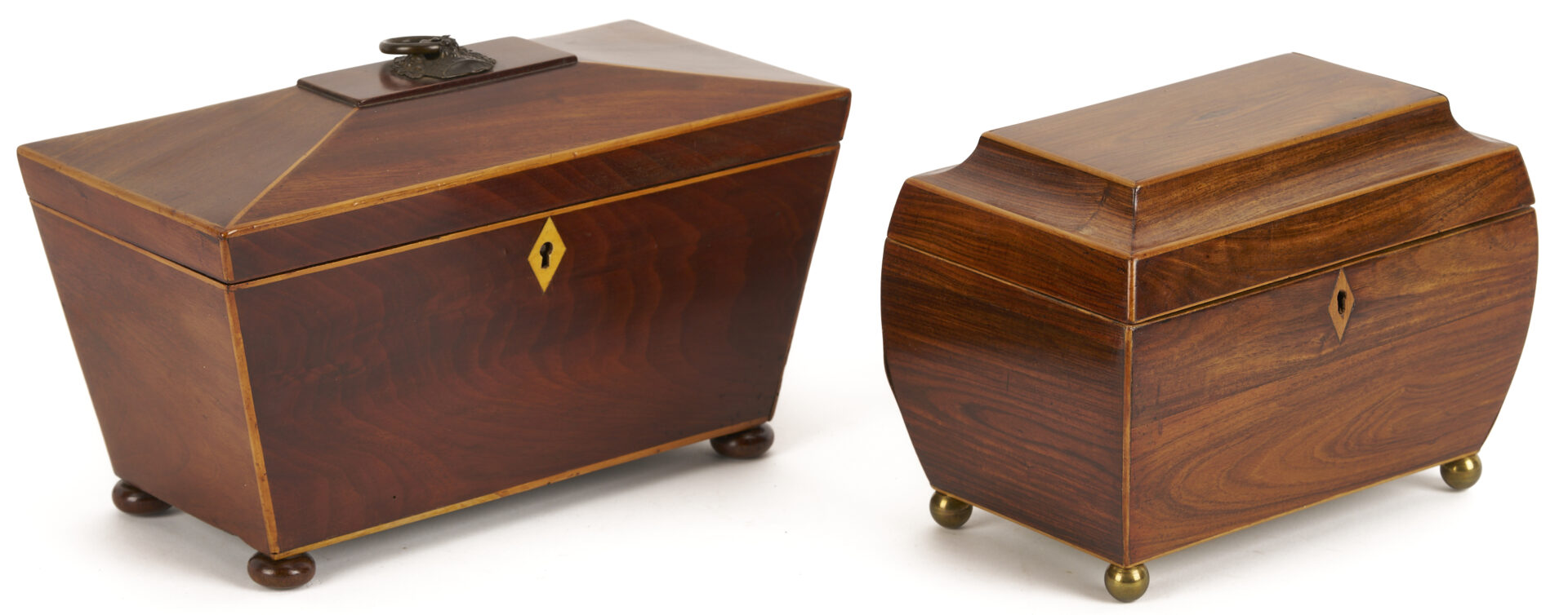 Lot 922: 2 English Mahogany Tea Caddies