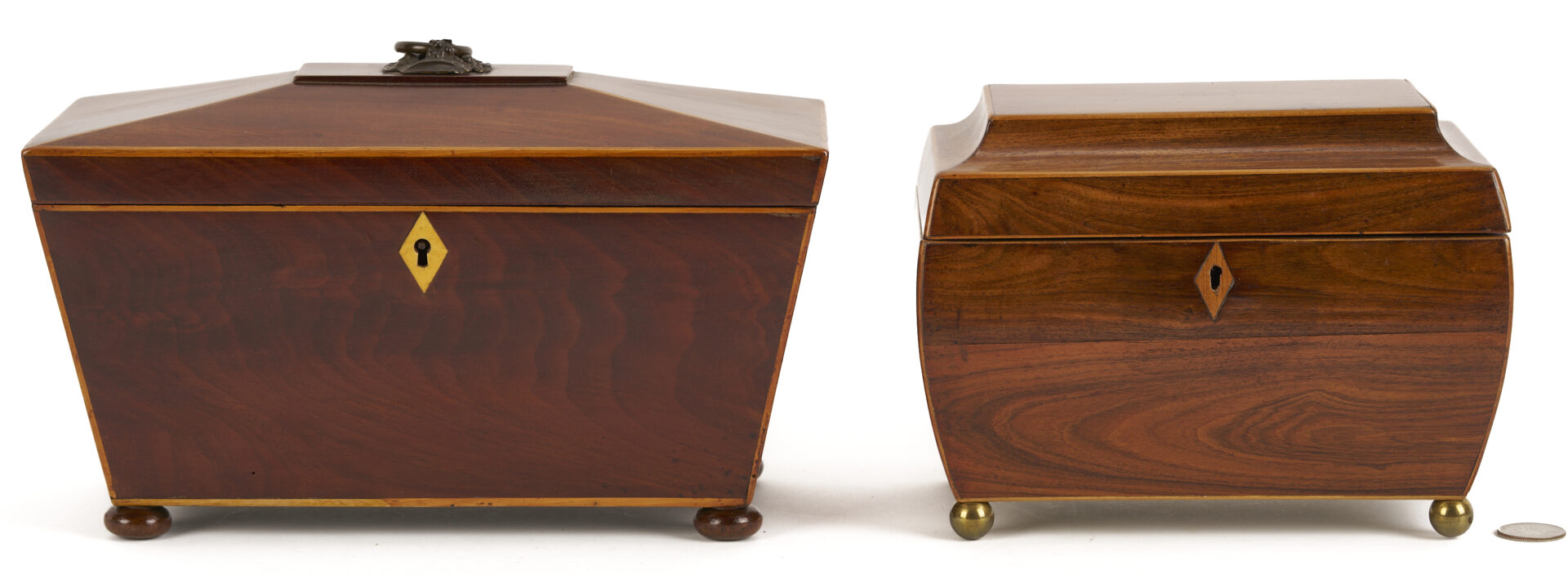Lot 922: 2 English Mahogany Tea Caddies