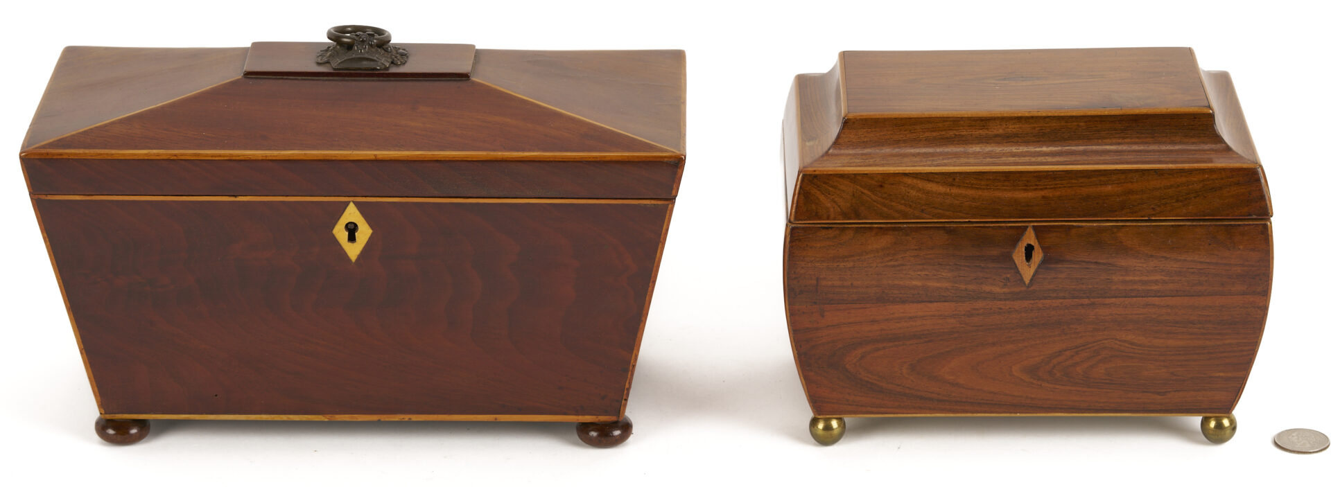 Lot 922: 2 English Mahogany Tea Caddies