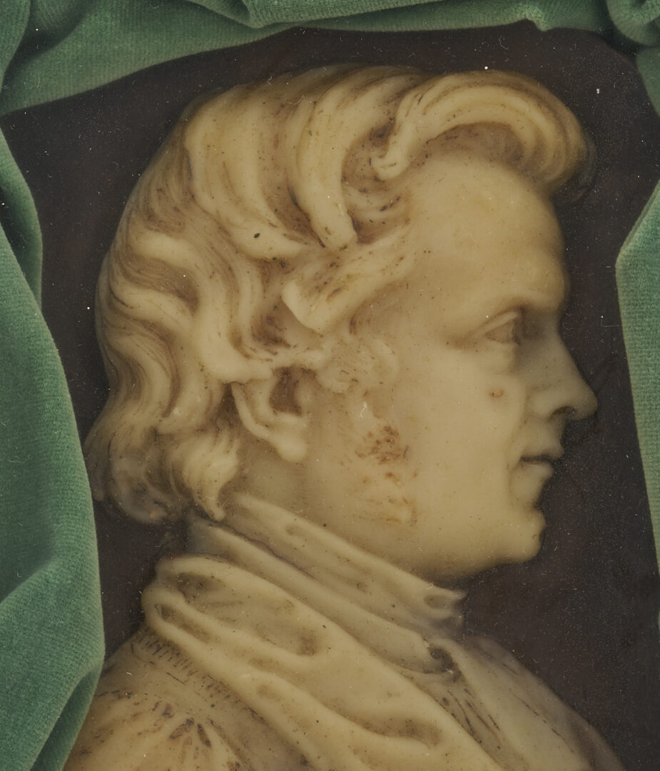 Lot 923: 3 Grand Tour Items: Homer Inkwell, Bronze Bust of Dante & Wax Portrait