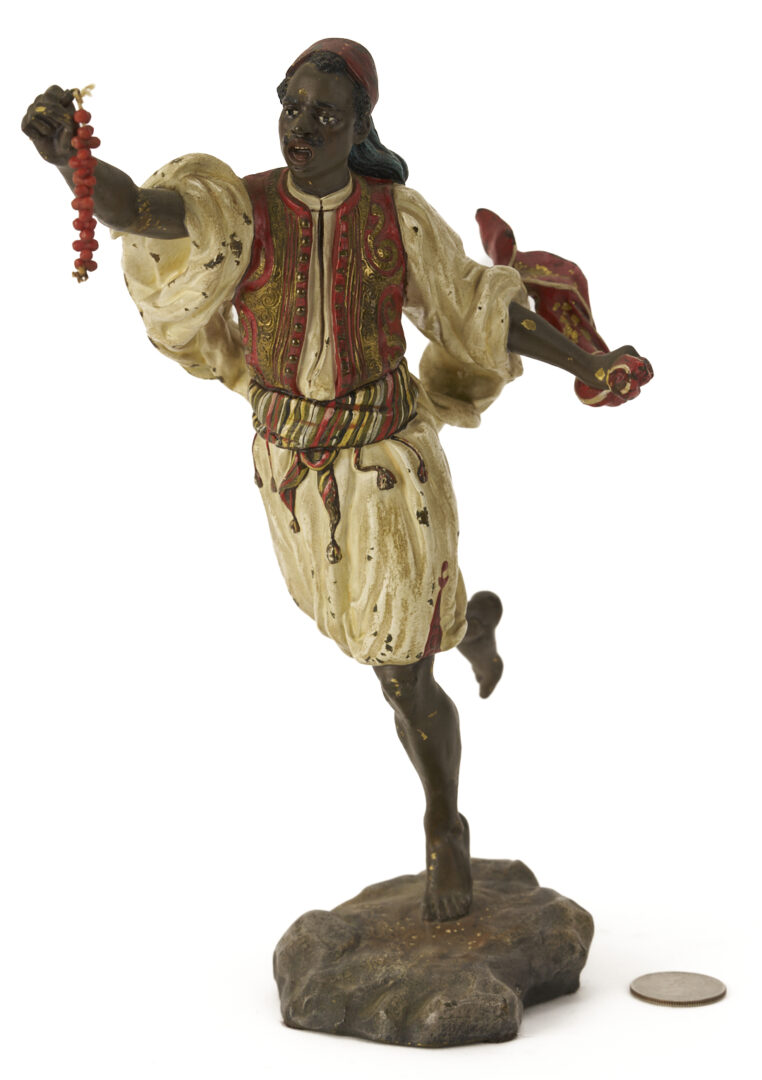 Lot 925: Franz Xaver Bergmann Orientalist Painted Bronze Figure