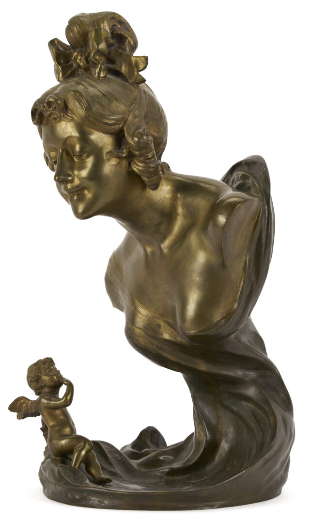 Lot 926: Charles Emile Jonchery Art Nouveau Bronze Figural Vide Poche