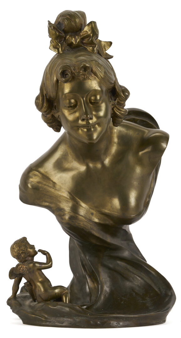 Lot 926: Charles Emile Jonchery Art Nouveau Bronze Figural Vide Poche