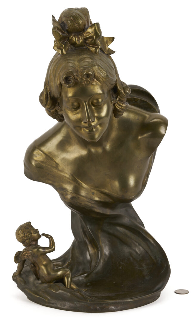 Lot 926: Charles Emile Jonchery Art Nouveau Bronze Figural Vide Poche