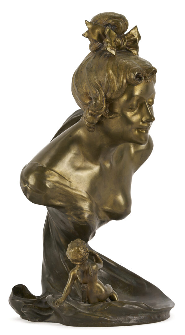 Lot 926: Charles Emile Jonchery Art Nouveau Bronze Figural Vide Poche