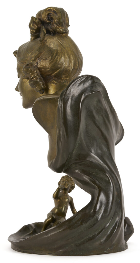 Lot 926: Charles Emile Jonchery Art Nouveau Bronze Figural Vide Poche